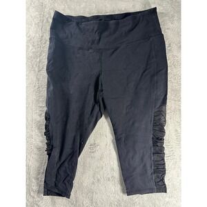 Xersion Black Athletic Capris Leggings Ruched Mesh Detail Size 2X